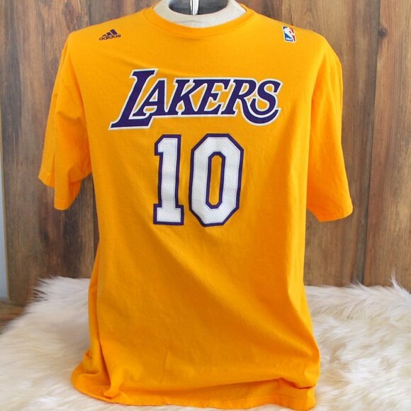 NBA Lakers Adidas T Shirt Tee Yellow Purple Nash 10 XL - Picture 2 of 6